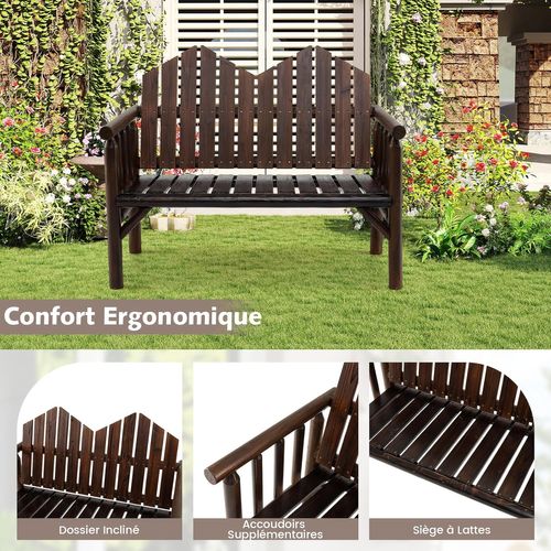Fautuil De Jardin Exterieur En Bois, Dossier Incliné, Siège à Lattes, 120 X 68 X 99 Cm (brun)