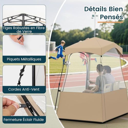 Tente Bulle Pop-up Transparente Pvc, Portable Toutes Saisons,183 X 135 X 175 Cm,marron
