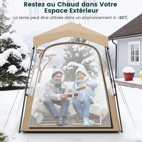 Tente Bulle Pop-up Transparente Pvc, Portable Toutes Saisons,183 X 135 X 175 Cm,marron