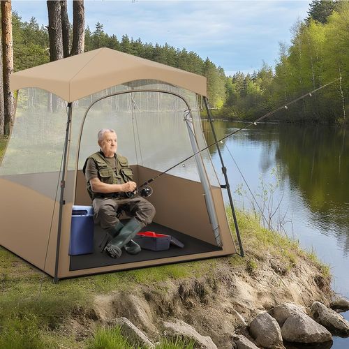 Tente Bulle Pop-up Transparente Pvc, Portable Toutes Saisons,160 X 160 X 176 Cm，marron