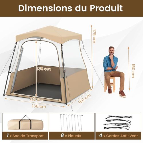 Tente Bulle Pop-up Transparente Pvc, Portable Toutes Saisons,160 X 160 X 176 Cm，marron