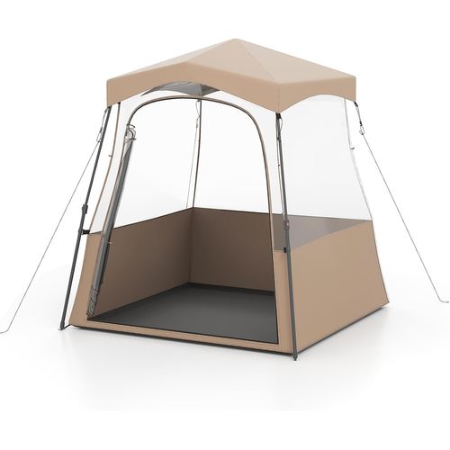 Tente Bulle Pop-up Transparente Pvc, Portable Toutes Saisons,180 X 180 X 193 Cm，marron