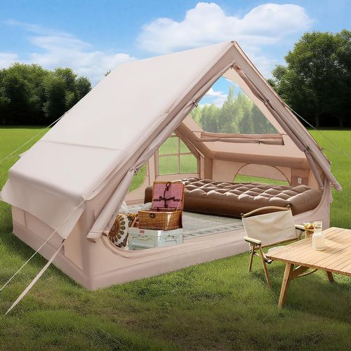 Tente Gonflable 6 Personnes - Camping Famille - Toile Oxford 420D - Avec Pompe