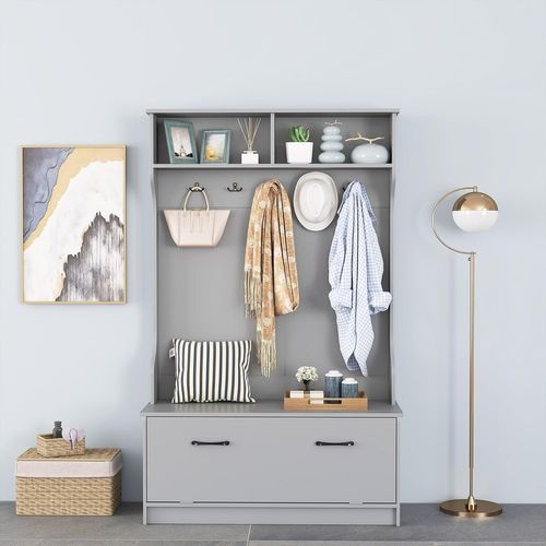 Porte Manteaux 4 En 1,meuble D'entrée Avec Banc à Chaussures à Porte,100 X 40 X 160cm,gris