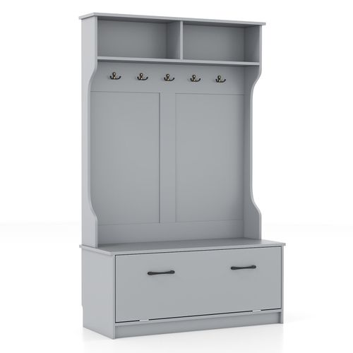 Porte Manteaux 4 En 1,meuble D'entrée Avec Banc à Chaussures à Porte,100 X 40 X 160cm,gris
