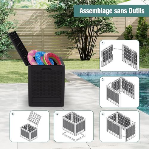 Coffre De Rangement Extérieure En Pp 96 L, Boîte De Rangement Avec Motifs En Osier (brun)