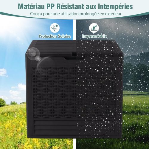 Coffre De Rangement Extérieure En Pp 96 L, Boîte De Rangement Avec Motifs En Osier (brun)