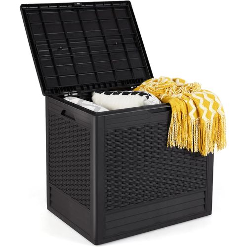 Coffre De Rangement Extérieure En Pp 96 L, Boîte De Rangement Avec Motifs En Osier (brun)