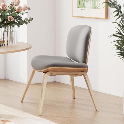 Fauteuil Scandinave De Salon Avec Cadre Et Pieds En Bois, Chaise Rembourrée (naturel + Gris Clair)