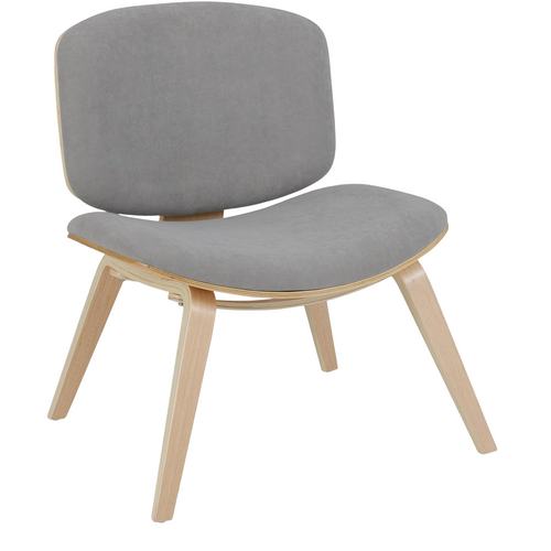 Fauteuil Scandinave De Salon Avec Cadre Et Pieds En Bois, Chaise Rembourrée (naturel + Gris Clair)