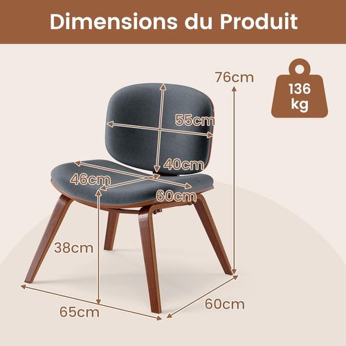 Fauteuil Scandinave De Salon Avec Cadre Et Pieds En Bois, Chaise Rembourrée (brun + Gris Foncé)