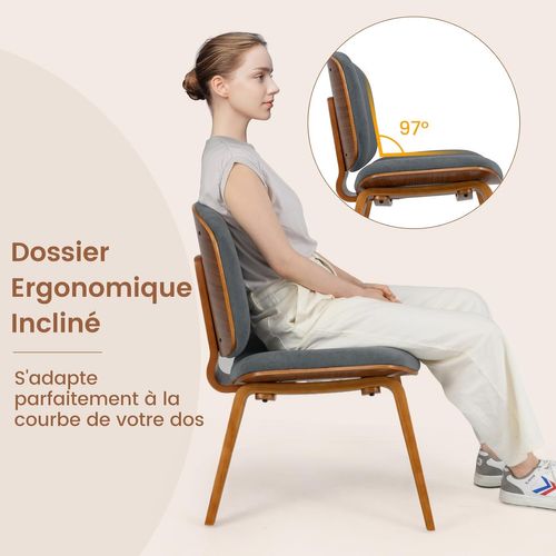 Fauteuil Scandinave De Salon Avec Cadre Et Pieds En Bois, Chaise Rembourrée (brun + Gris Foncé)