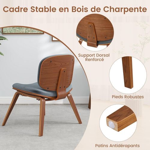 Fauteuil Scandinave De Salon Avec Cadre Et Pieds En Bois, Chaise Rembourrée (brun + Gris Foncé)