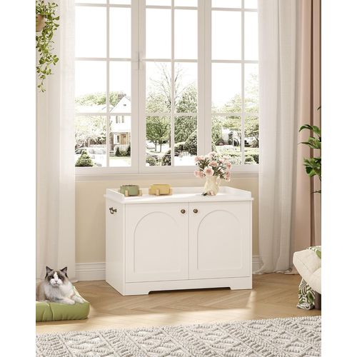 Maison De Toilette Chat, Meuble Litiere Chat Avec Poignées, Armoire à Litière 50 X 80 X 57cm Blanc