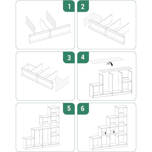 Bibliothèque à 10 Compartiments, Compartiments Ouverts, Étagère De Rangement à 4 Niveaux, Blanc