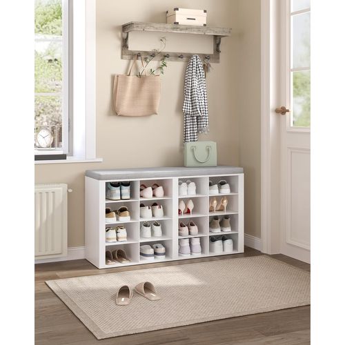 Banc à Chaussures, Support à Chaussures Avec Siège, Banc Avec Rangement, Coussin, 6 Compartiments