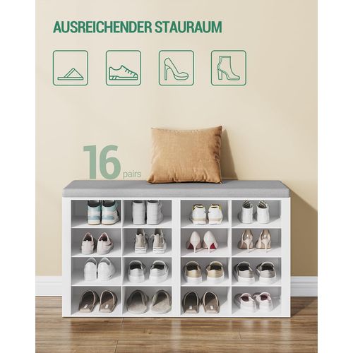 Banc à Chaussures, Support à Chaussures Avec Siège, Banc Avec Rangement, Coussin, 6 Compartiments