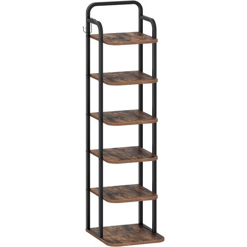 Étagère à Chaussures Verticale à 6 Niveaux, Pour Petits Espaces, Autoportante, Marron