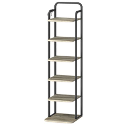 Étagère à Chaussures Verticale à 6 Niveaux, Pour Petits Espaces, Autoportante, Ivoire Clair
