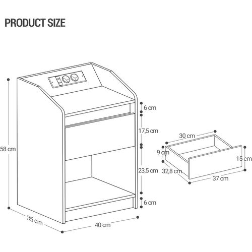 Table De Nuit Avec Lumière LED, Table D'appoint Avec Station De Charge, Salon, 2 Ports USB, Blanc