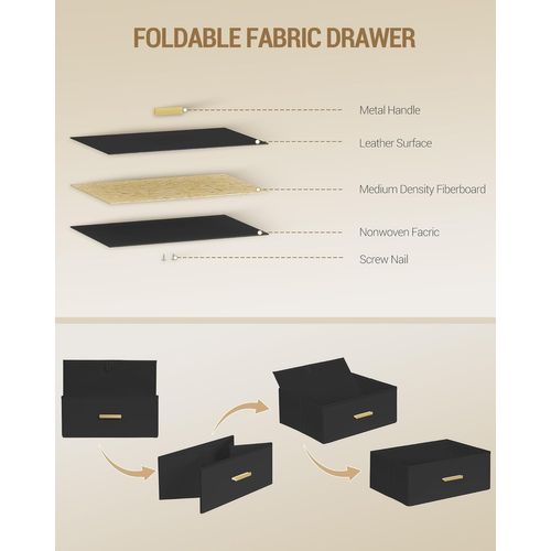 Table De Chevet Lot De 2, Table D'appoint Avec 2 Tiroirs De Rangement En Tissu, Cubicule Ouvert