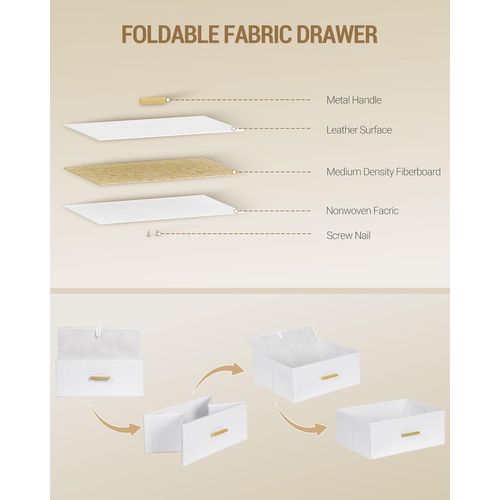 Table De Chevet Lot De 2, Table D'appoint Avec 2 Tiroirs De Rangement En Tissu, Blanc