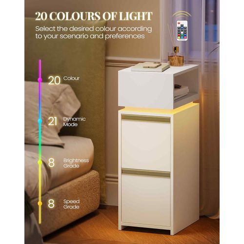 Table De Chevet Étroite,table D'appoint, Pour Chambre à Coucher, Salon, Moderne, Blanc