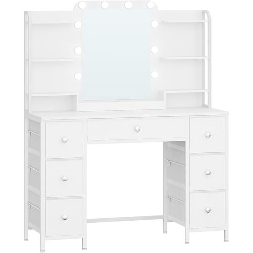 Coiffeuse Avec Éclairage LED, Coiffeuse Avec Grand Miroir Hd, 7 Tiroirs Et 6 Étagères De Rangement