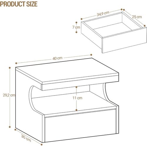 Table De Chevet Suspendue Lot De 2, Étagère Murale Avec Espace Ouvert, Pour Chambre à Coucher, Blanc