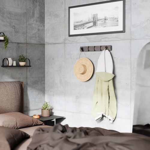 Porte Manteaux Flip 5 Crochets Gris / Peuplier