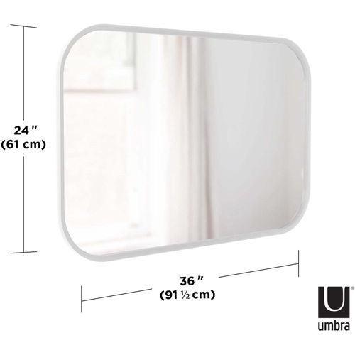 Miroir Rectangulaire Rebord Caoutchouc 61 X 91 Cm Hub Blanc