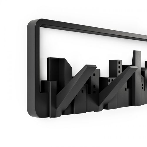 Porte Manteau Mural Design Skyline Noir