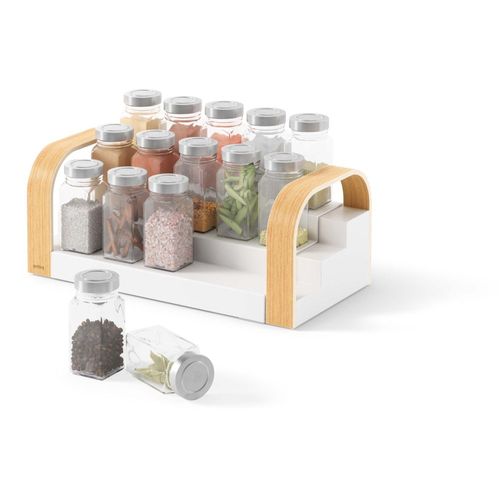 Étagère à Épices Extensible 3 Niveaux Bellwood Blanc Et Naturel