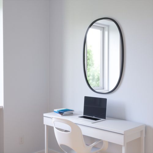Miroir Hub Large Ovale Bord Caoutchouc Noir 61 X 91 Cm