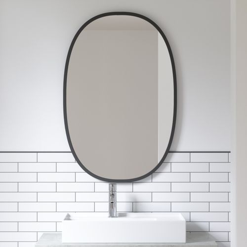 Miroir Hub Large Ovale Bord Caoutchouc Noir 61 X 91 Cm