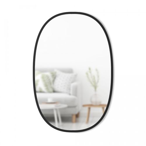 Miroir Hub Large Ovale Bord Caoutchouc Noir 61 X 91 Cm
