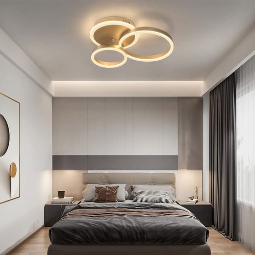 Luminaires LED Suspendus Salon Lustre 3 Anneaux Dimmable Télécommande Intérieur Moderne