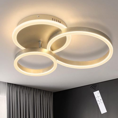 Luminaires LED Suspendus Salon Lustre 3 Anneaux Dimmable Télécommande Intérieur Moderne