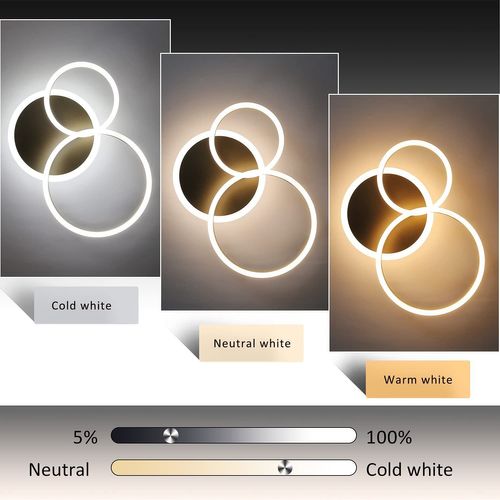 Luminaires LED Suspendus Salon Lustre 3 Anneaux Dimmable Télécommande Intérieur Moderne