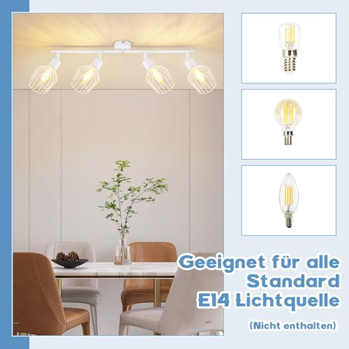 Plafonnier Salon Noir/blanc 4 Flammes Spot Plafond Rotatif 350° Couloir