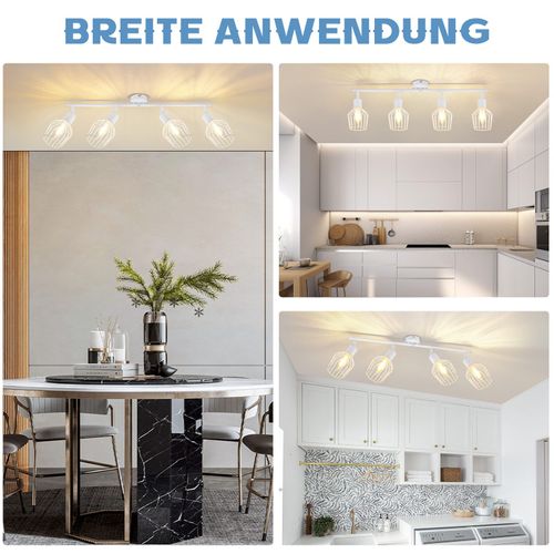 Plafonnier Salon Noir/blanc 4 Flammes Spot Plafond Rotatif 350° Couloir