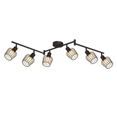 Spot 6 Têtes E14 Noir - Style Rétro Orientable 350°, Pour Couloir Ou Chambre Plafonnier