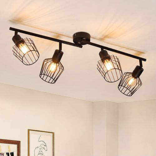 Spot 4 Flammes Noir Plafond Rotatif 350° Couloir