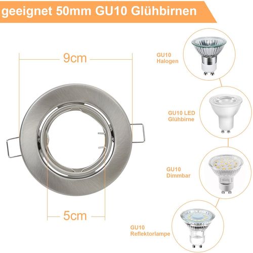 Spot Encastré LED 6 Avec Douille Gu10 30° Spot LED Halogène Argenté