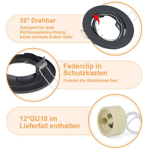 Spot à Encastrer LED 12 Avec Douille Gu10 30° Spot LED Halogène