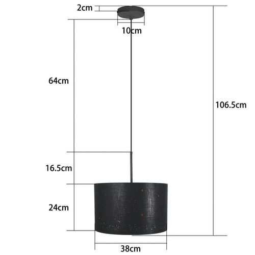 Suspension 1 Flamme Moderne Noir Avec Abat-jour En Tissu Étoilé E27 Décoration De Salle à Manger