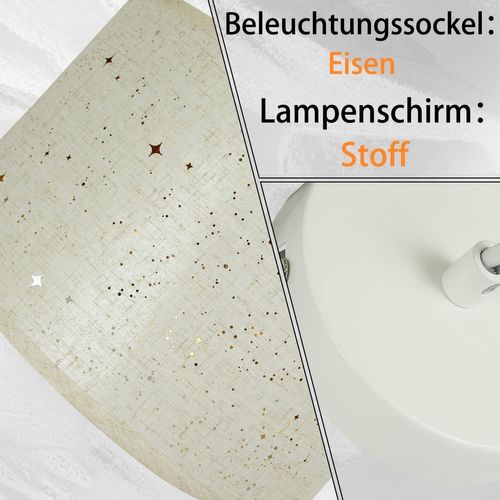 Suspension 1 Flamme Moderne Blanc Avec Abat-jour En Tissu Étoilé E27 Décoration De Salle à Manger