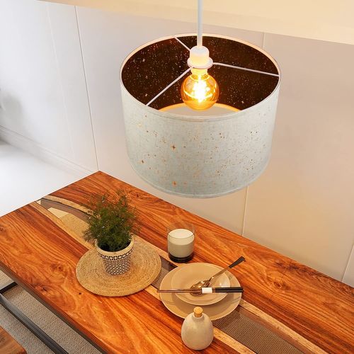 Suspension 1 Flamme Moderne Blanc Avec Abat-jour En Tissu Étoilé E27 Décoration De Salle à Manger