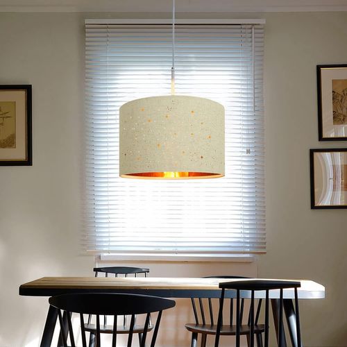 Suspension 1 Flamme Moderne Blanc Avec Abat-jour En Tissu Étoilé E27 Décoration De Salle à Manger