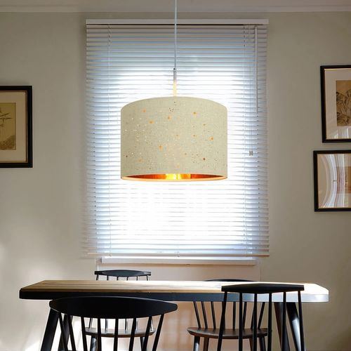 Suspension 1 Flamme Moderne Blanc Avec Abat-jour En Tissu Étoilé E27 Décoration De Salle à Manger